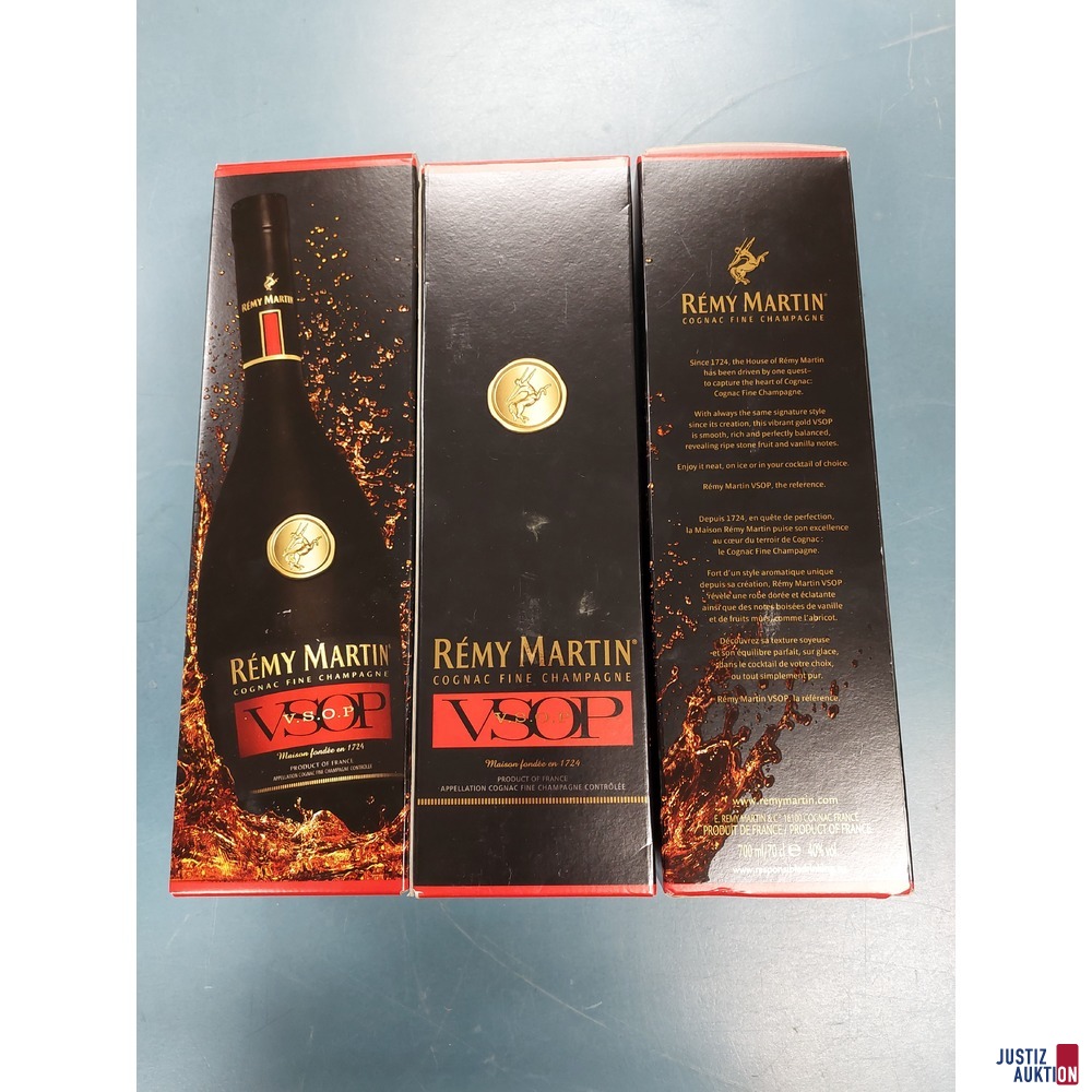 3 mal Cognac Remy Martin V.S.O.P. 700ml/40% in Originalverpackung