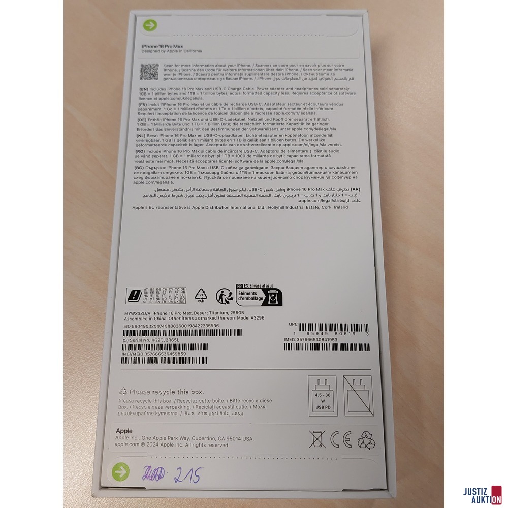 Handy der Marke Apple iPhone 16 Pro Max Desert Titanium&comma; 256GB
