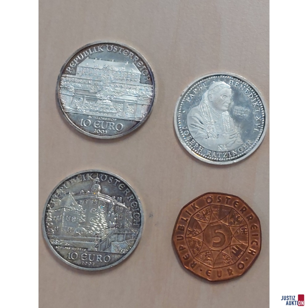 2 x 10 Euro Silbermünzen Münze Österreich u.a.