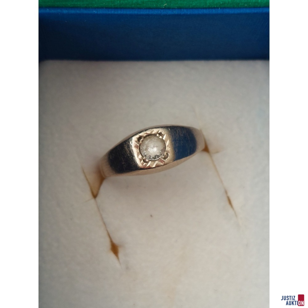 Damen Weißgold Ring 585 Gold 2,1g mit defekten Schmuckstein Größe 48,5 - getragen