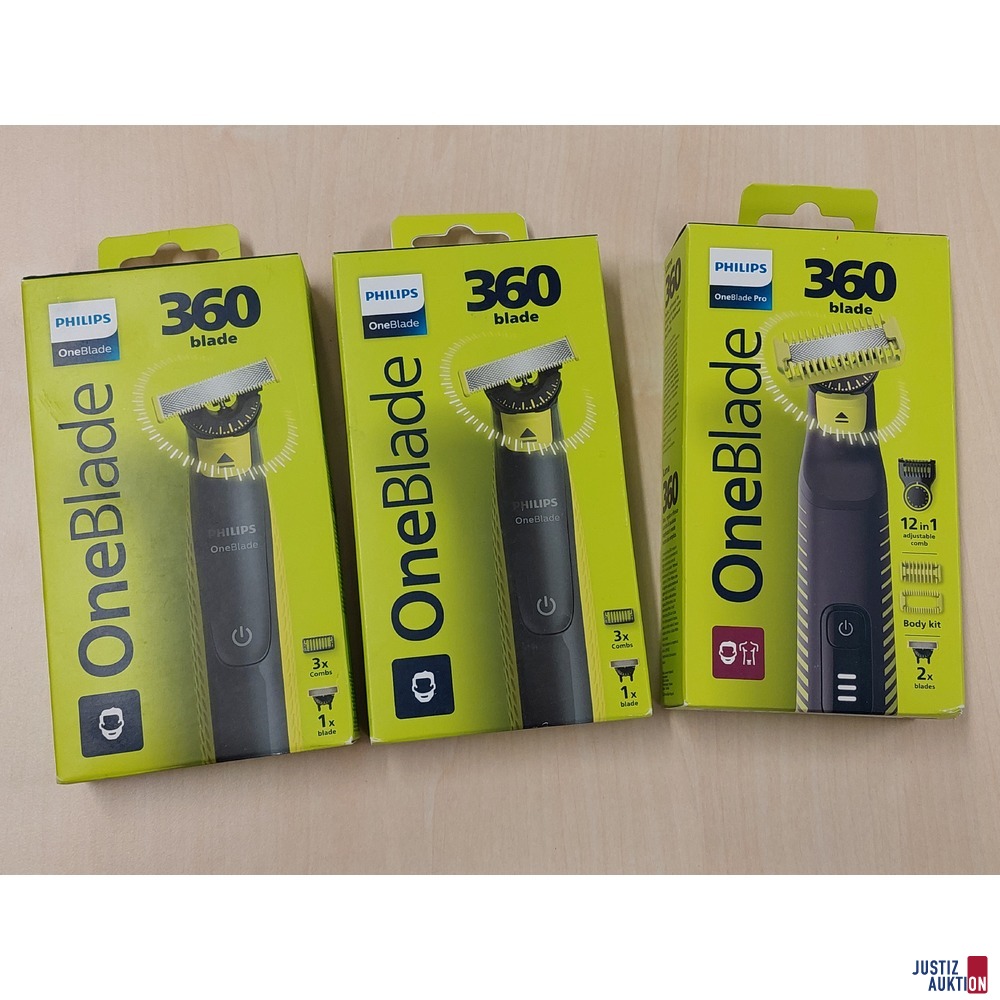 2 Elektrorasierer der Marke Philips OneBlade 360 blade