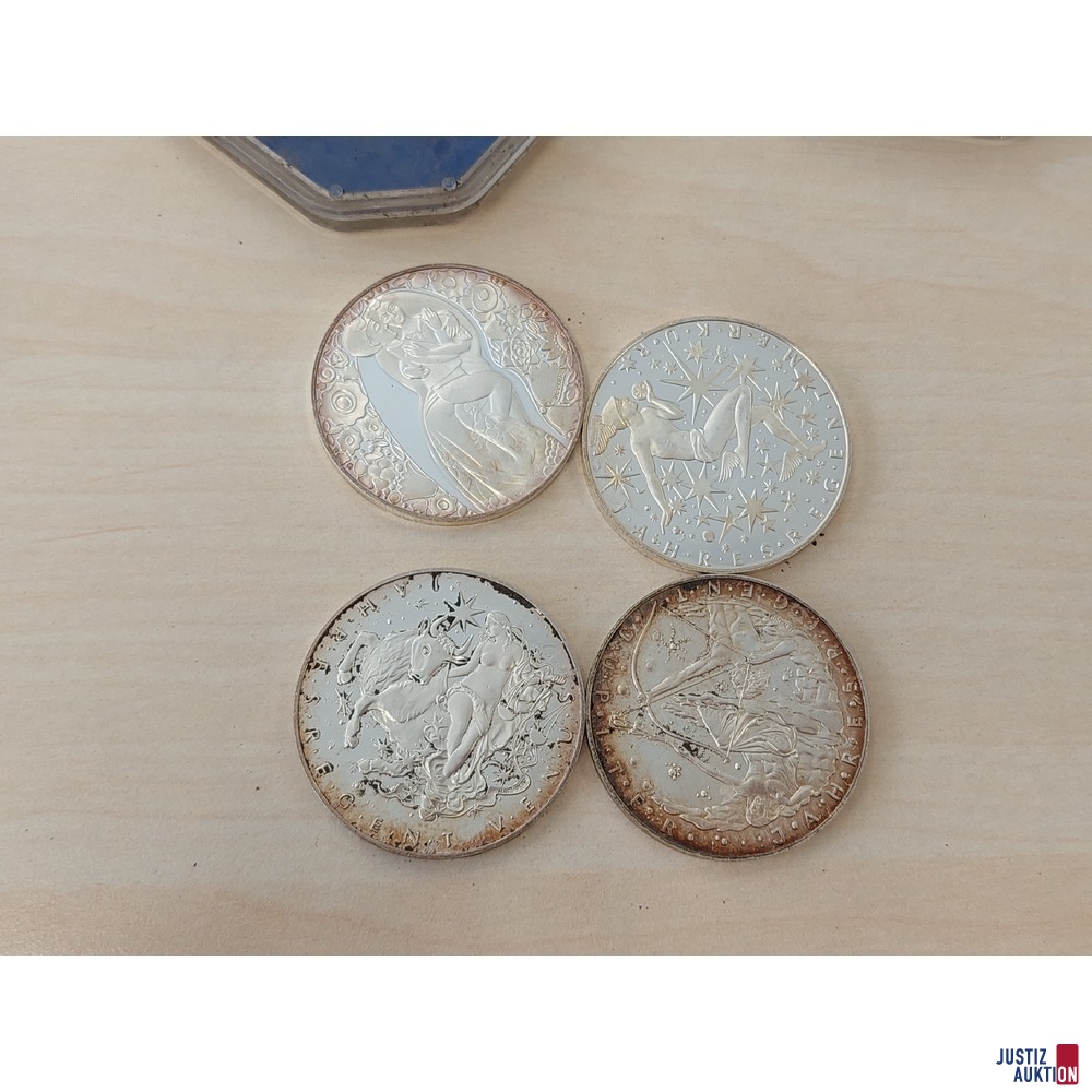 4x Kalendermedaillen in Silber