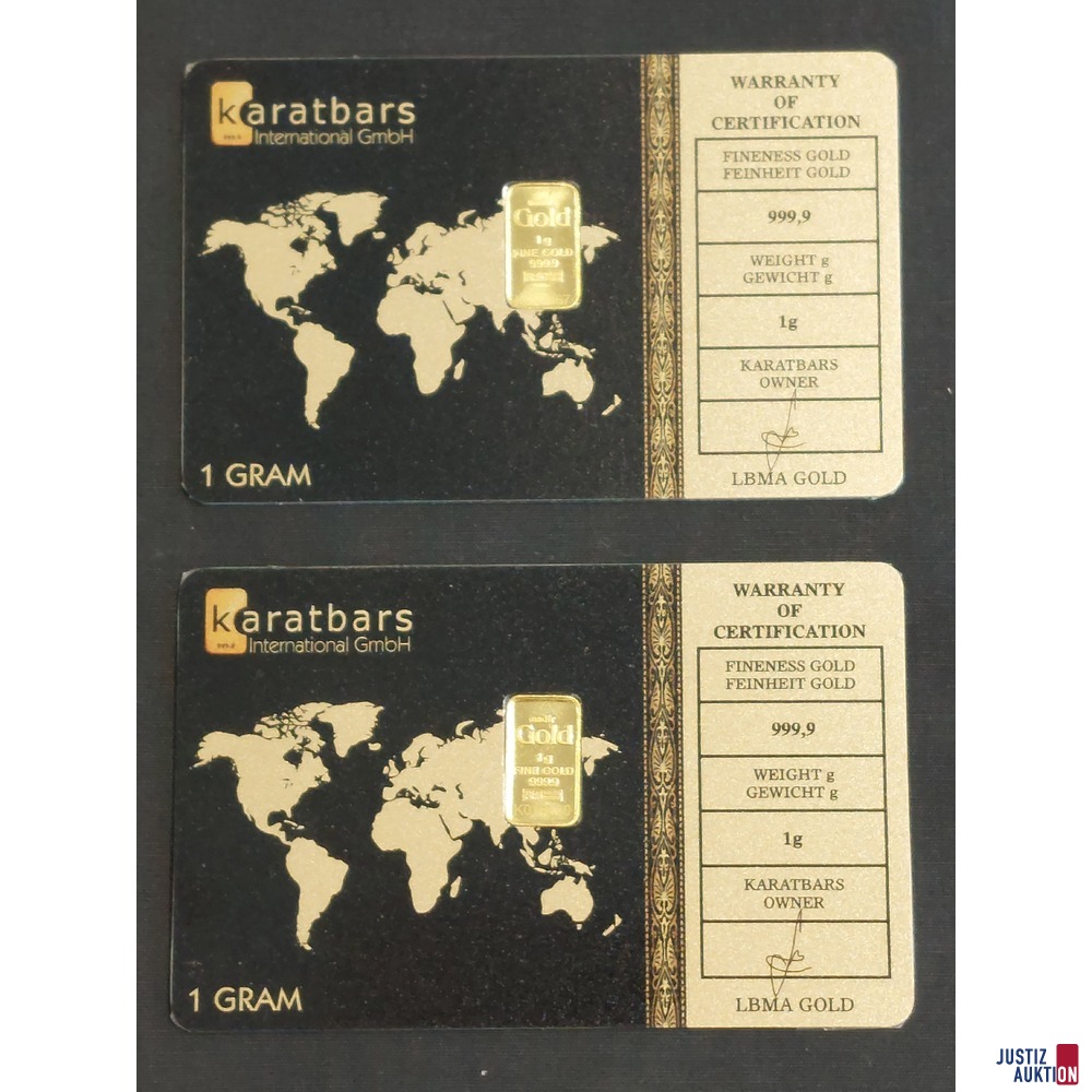 2 Goldbarren zu je 1 g - 999,9m - Nadir LBMA