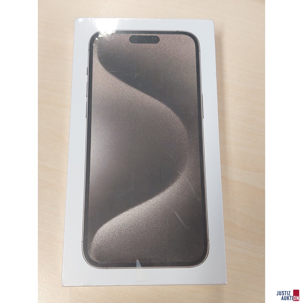 Handy der Marke Apple iPhone 15 Pro Max&comma; 1 TB Natural Titanium IMEI&colon; 359824370553216 in Originalverpackung &ndash; verschwei&szlig;t NEU