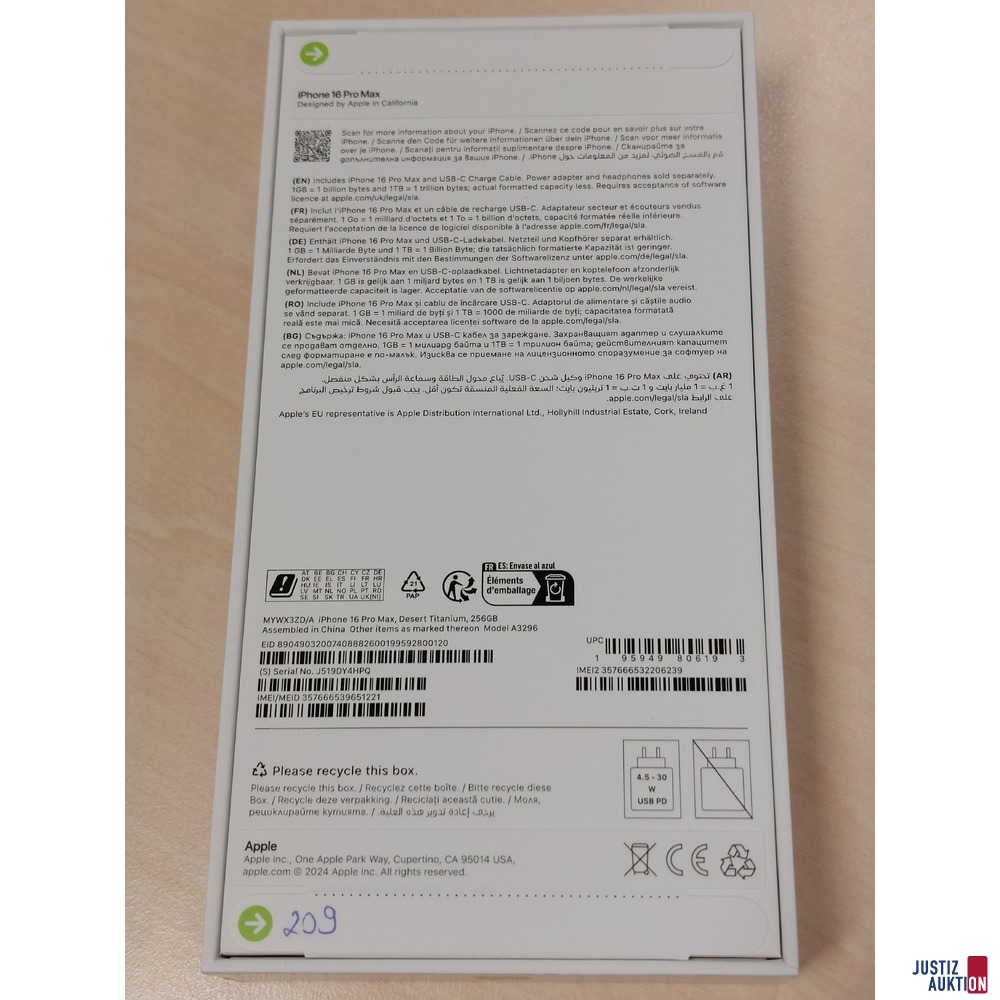 Handy der Marke Apple iPhone 16 Pro Max Desert Titanium&comma; 256GB