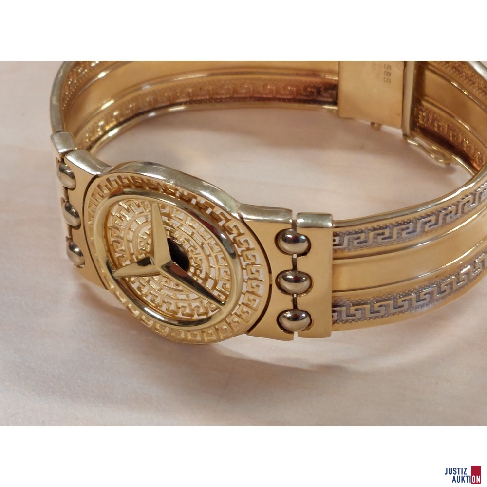 Armband mit Ornamenten Bicolor 585 &permil; punziert&comma; 32&comma;9 g 2 cm breit&comma; 20 cm lang