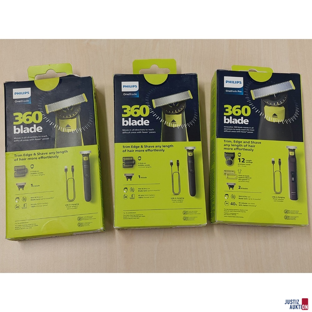 2 Elektrorasierer der Marke Philips OneBlade 360 blade
