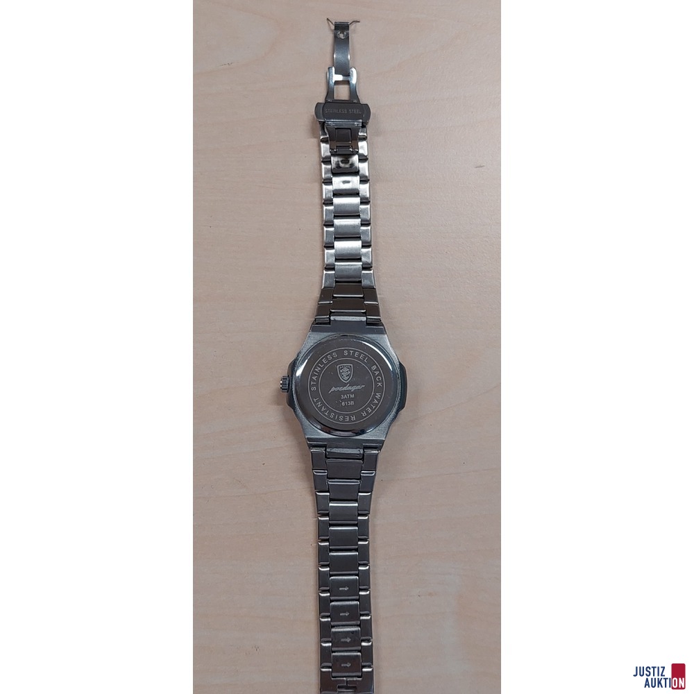 Herrenarmbanduhr der Marke Poedagar&comma; Stahl Quarz&comma; Uhr steht&comma; Batterie leer&comma; Band defekt