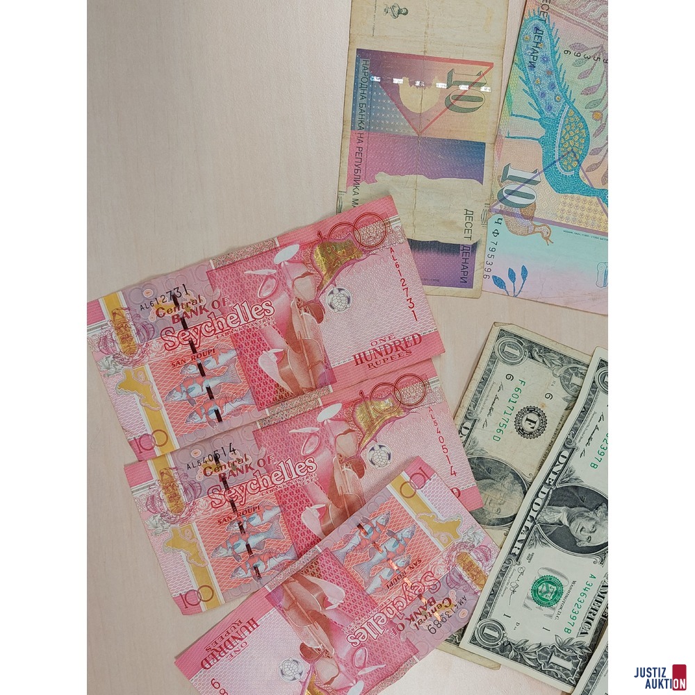 11 St&uuml;ck Banknoten aller Welt Konvolut