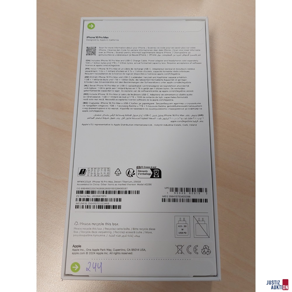 Handy der Marke Apple iPhone 16 Pro Max Desert Titanium&comma; 256GB