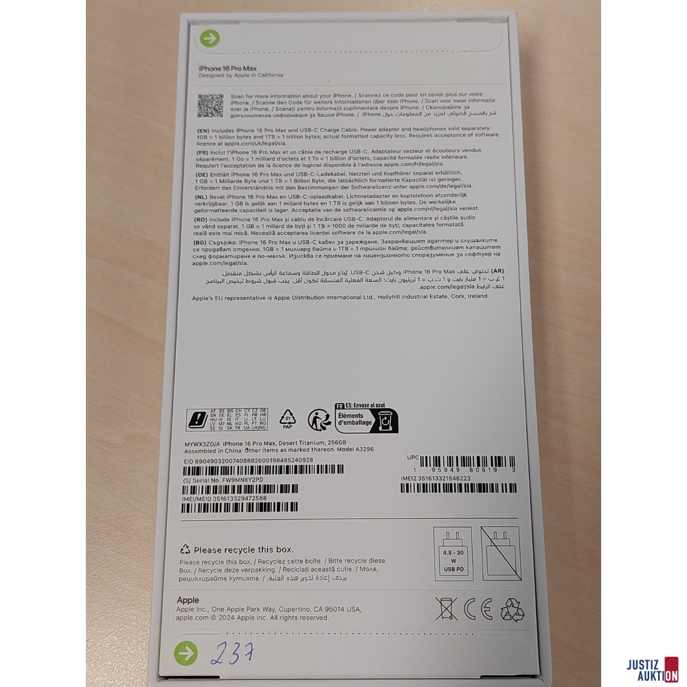 Handy der Marke Apple iPhone 16 Pro Max Desert Titanium&comma; 256GB