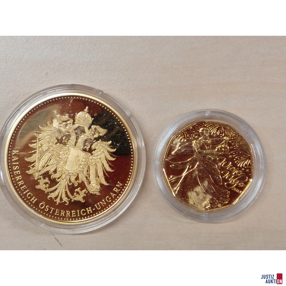 2 vergoldete 5 Euro M&uuml;nzen aus 2013