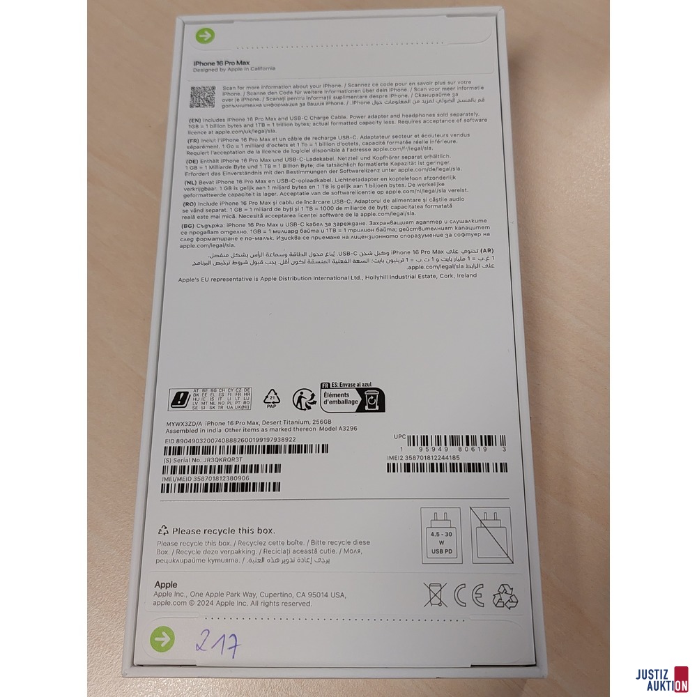 Handy der Marke Apple iPhone 16 Pro Max Desert Titanium&comma; 256GB