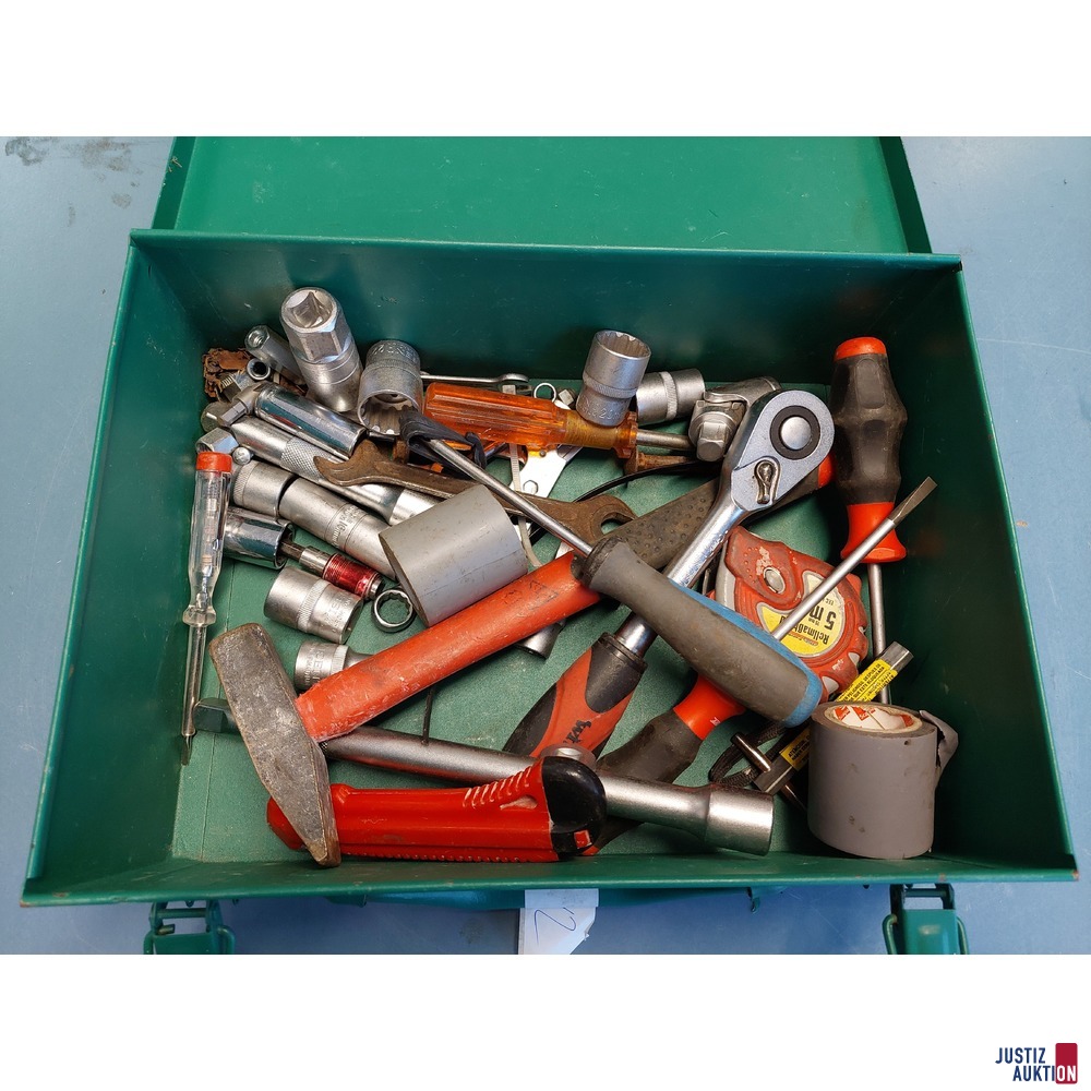 Diverses Werkzeug in einem grünen Koffer