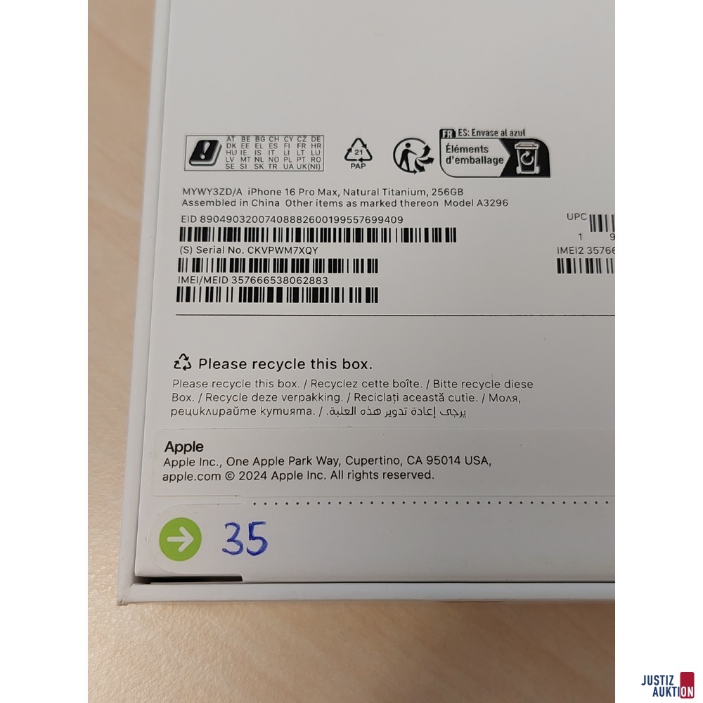 Handy der Marke Apple iPhone 16 Pro Max Natural Titanium&comma; 256GB