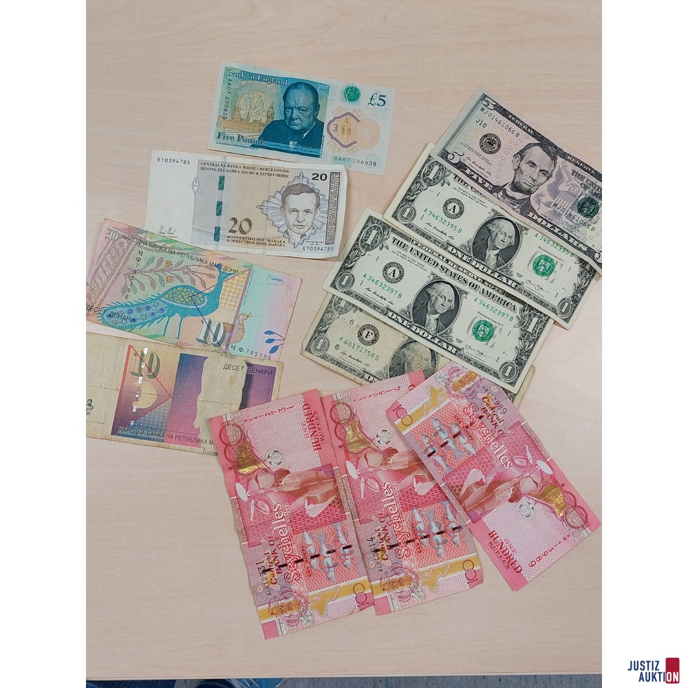 11 St&uuml;ck Banknoten aller Welt Konvolut