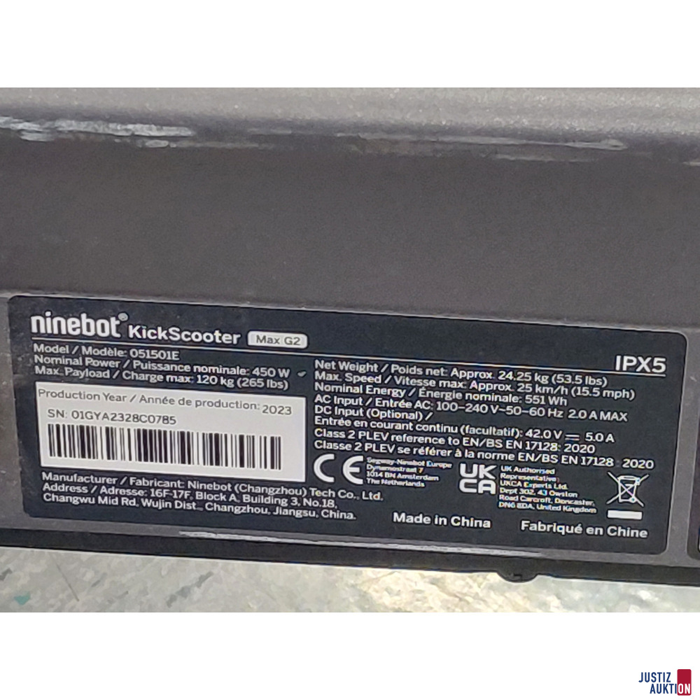 E-Scooter Ninebot Kick Scooter - Model&colon; 051501E