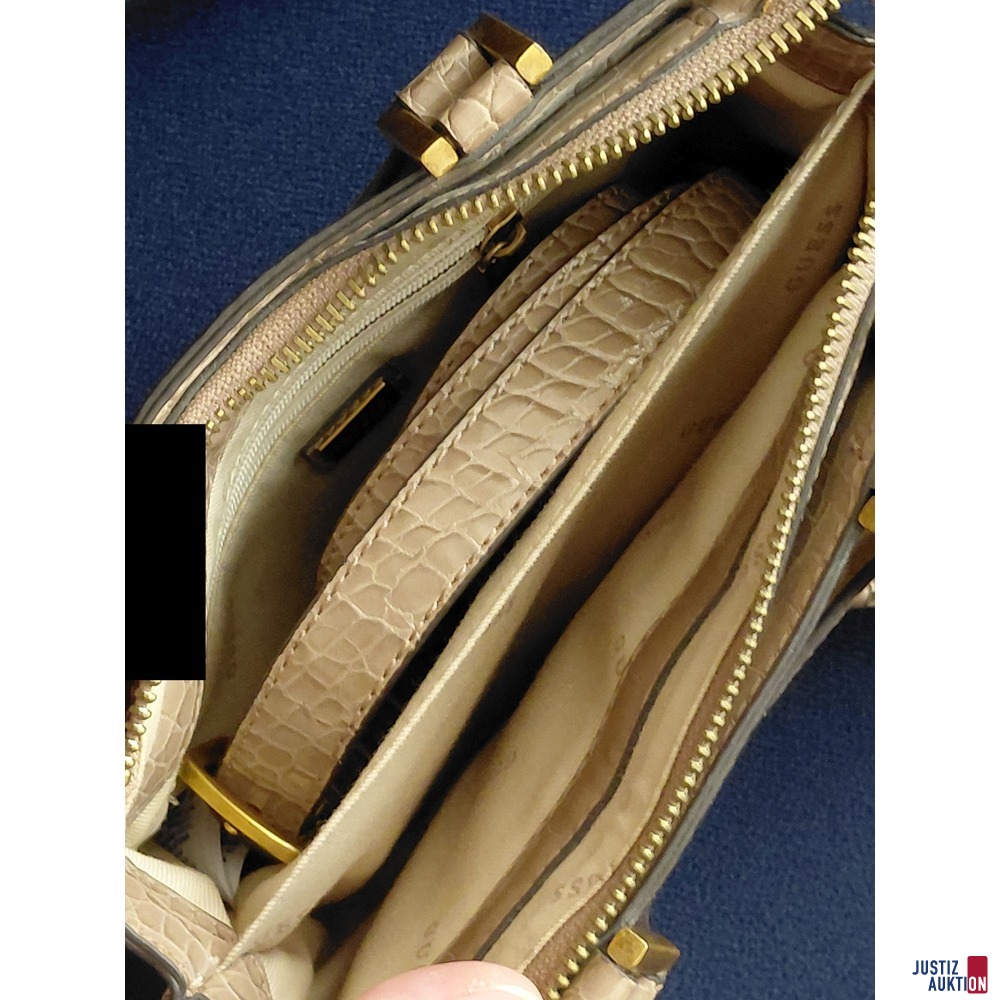 Guess Handtasche Katey Croc Mini Satchel Farbe Braun mit Trageriemen
