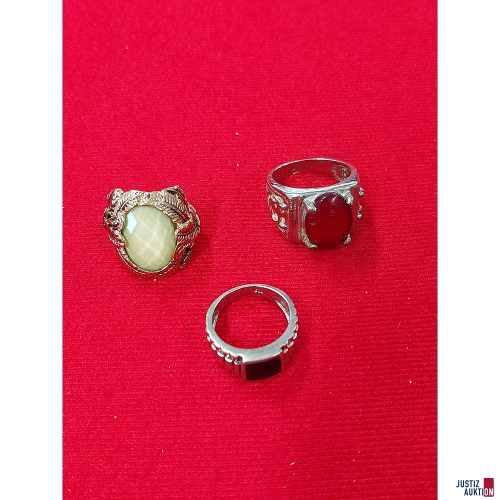 3 diverse Modeschmuck Herrenringe - diverse Herrengrößen