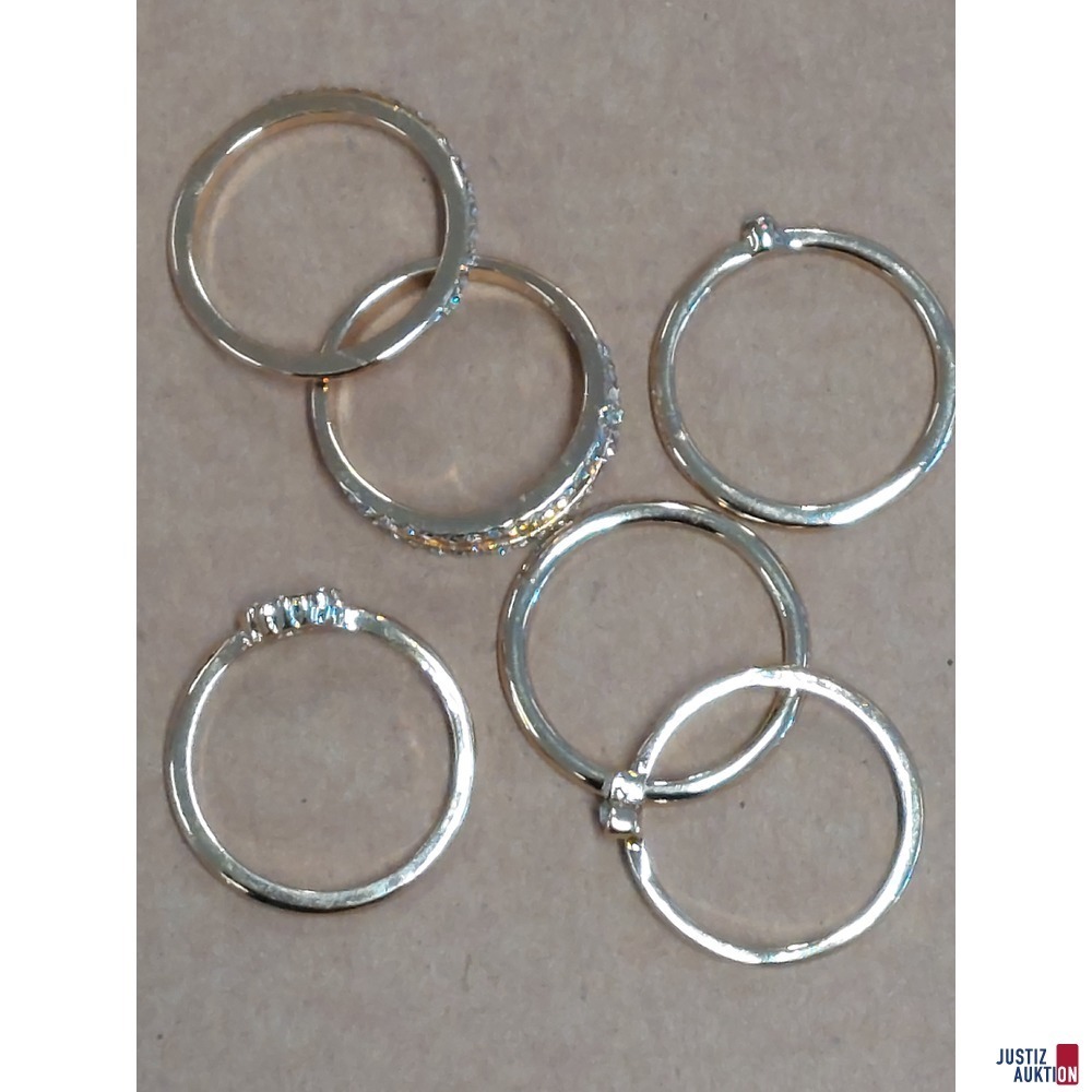 Modeschmuck - 6 Ringe -  Ringgrößen 60 - ungetragen NEU