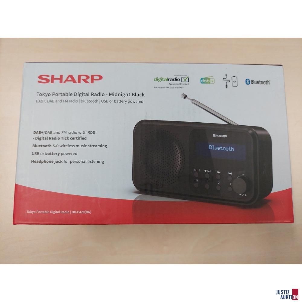 Tragbares Digitalradio der Marke SHARP Tokyo – Midnight Black