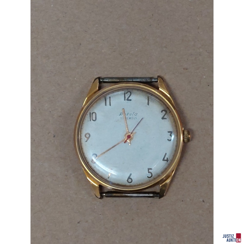 Armbanduhr / Marke Raketa/ ohne Band / Handaufzug / vergoldet / gebraucht