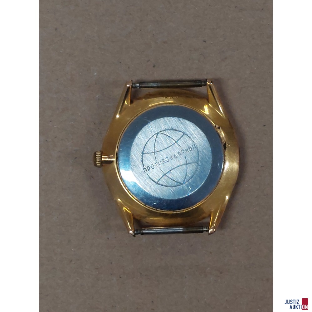 Armbanduhr / Marke Raketa/ ohne Band / Handaufzug / vergoldet / gebraucht