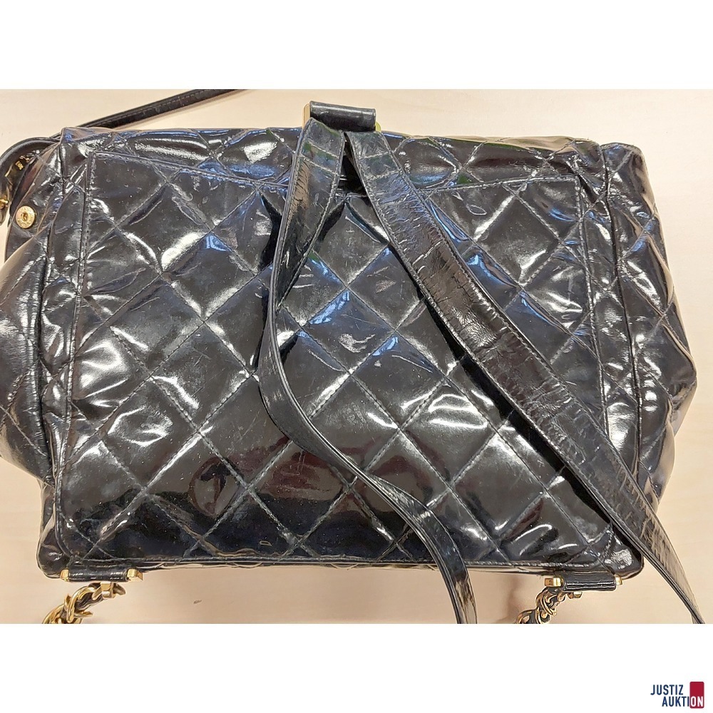 Vintage Chanel Lederrucksack&nbsp;Lackleder schwarz