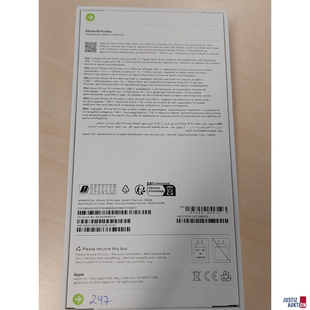 Handy der Marke Apple iPhone 16 Pro Max Desert Titanium&comma; 256GB