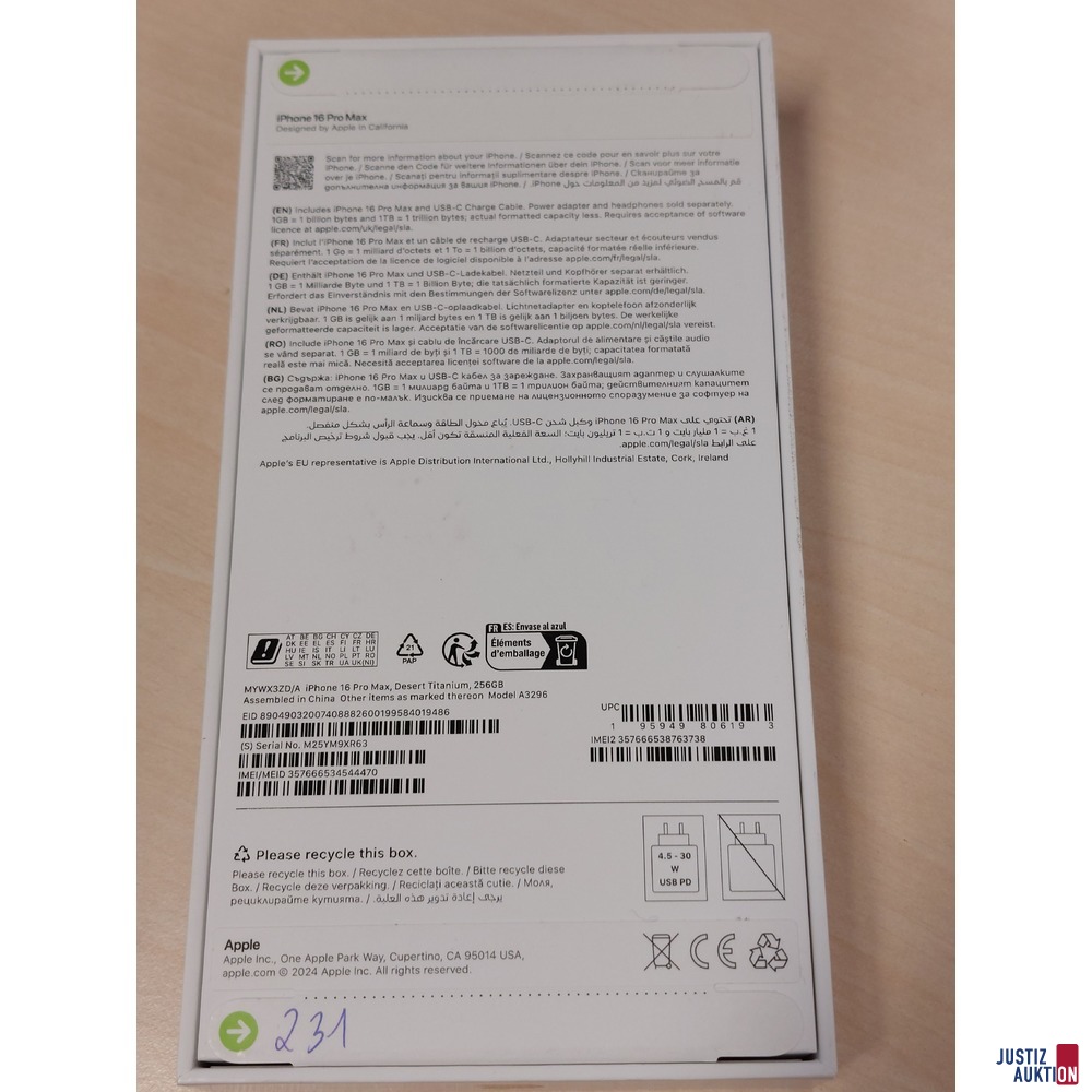 Handy der Marke Apple iPhone 16 Pro Max Desert Titanium&comma; 256GB