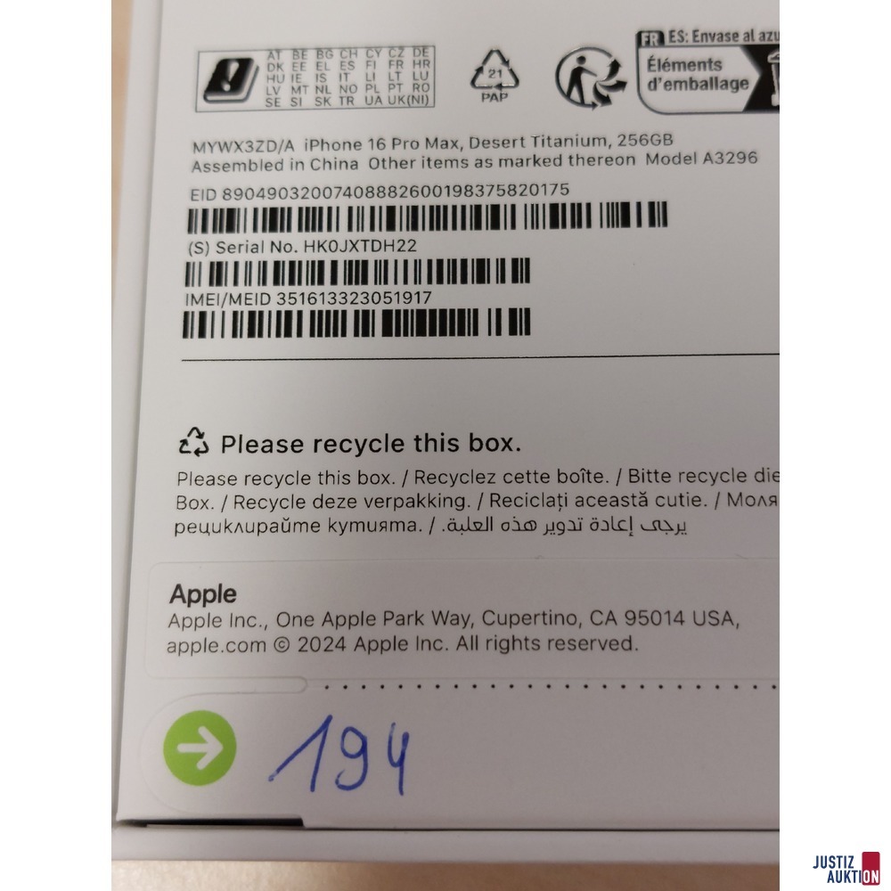 Handy der Marke Apple iPhone 16 Pro Max Desert Titanium&comma; 256GB