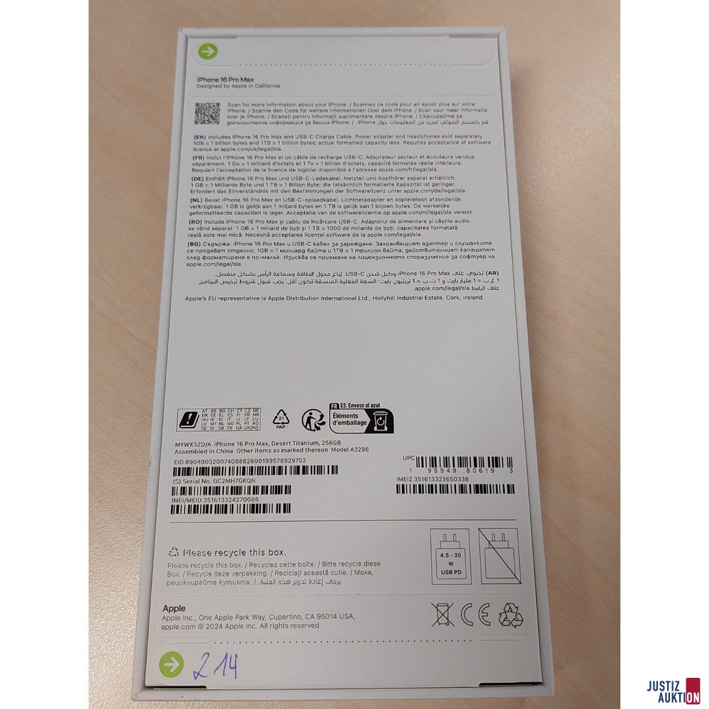 Handy der Marke Apple iPhone 16 Pro Max Desert Titanium&comma; 256GB