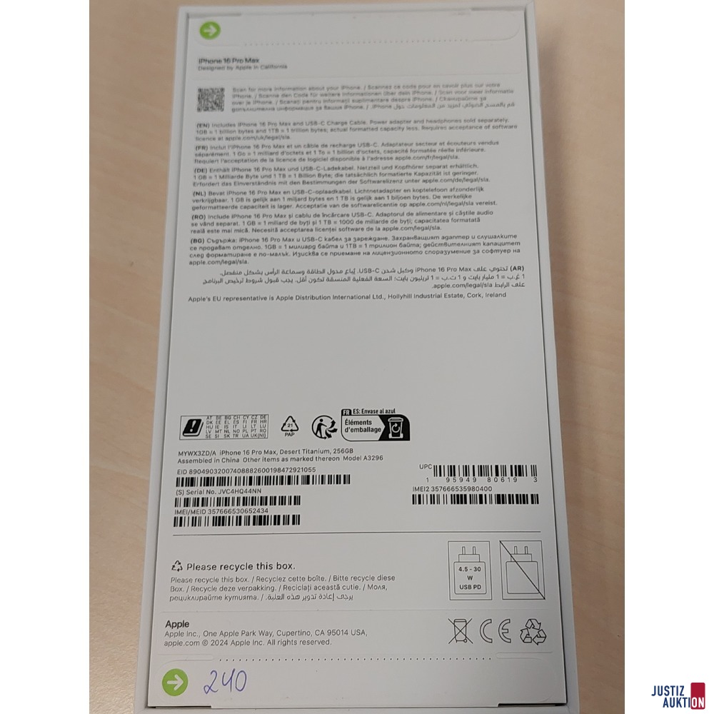 Handy der Marke Apple iPhone 16 Pro Max Desert Titanium&comma; 256GB