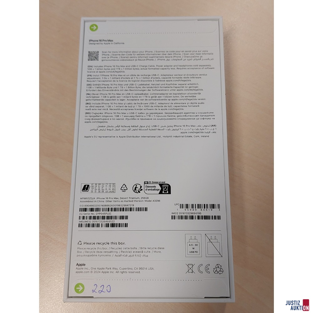 Handy der Marke Apple iPhone 16 Pro Max Desert Titanium&comma; 256GB