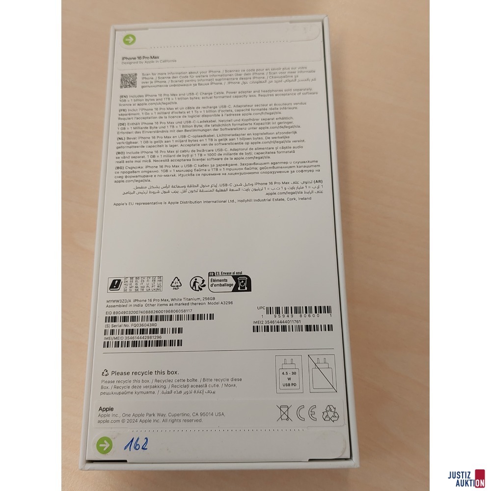 Handy der Marke Apple iPhone 16 Pro Max White Titanium&comma; 256GB