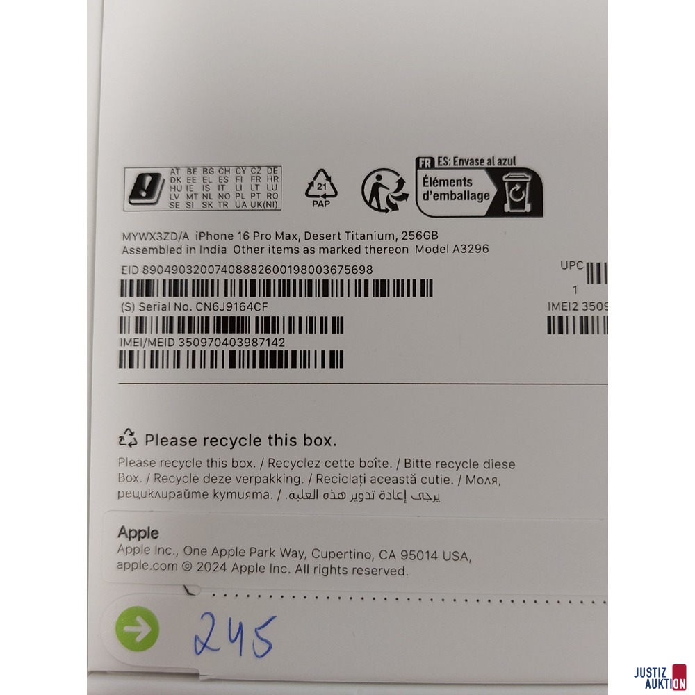 Handy der Marke Apple iPhone 16 Pro Max Desert Titanium&comma; 256GB