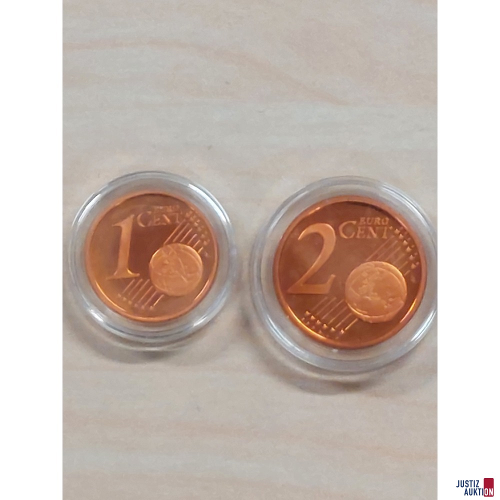 Vatikan 1 Cent und 2 Cent 2002 in polierter Platte