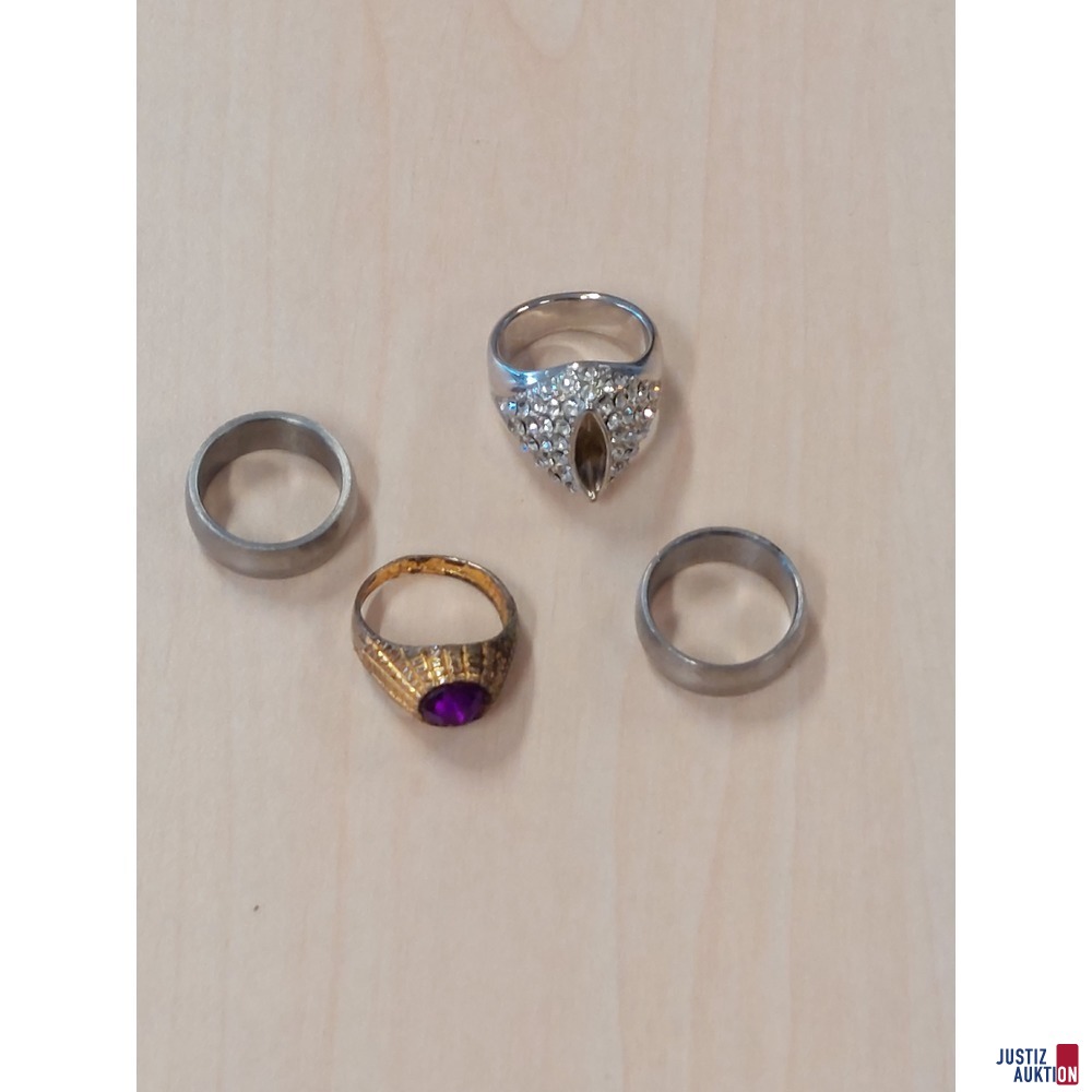 3 Modeschmuckringe defekt Stahl und sillberfahren 1 Damenring Modeschmuck goldfarben stark abgenutzt