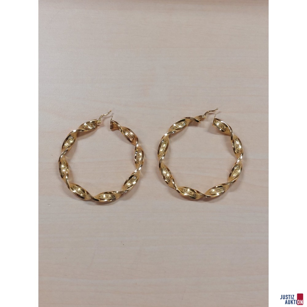 1 Paar Creolen 585 &permil; punziert Durchmesser 6 cm 11 g