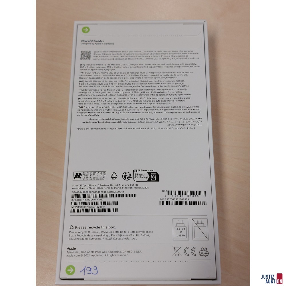 Handy der Marke Apple iPhone 16 Pro Max Desert Titanium&comma; 256GB