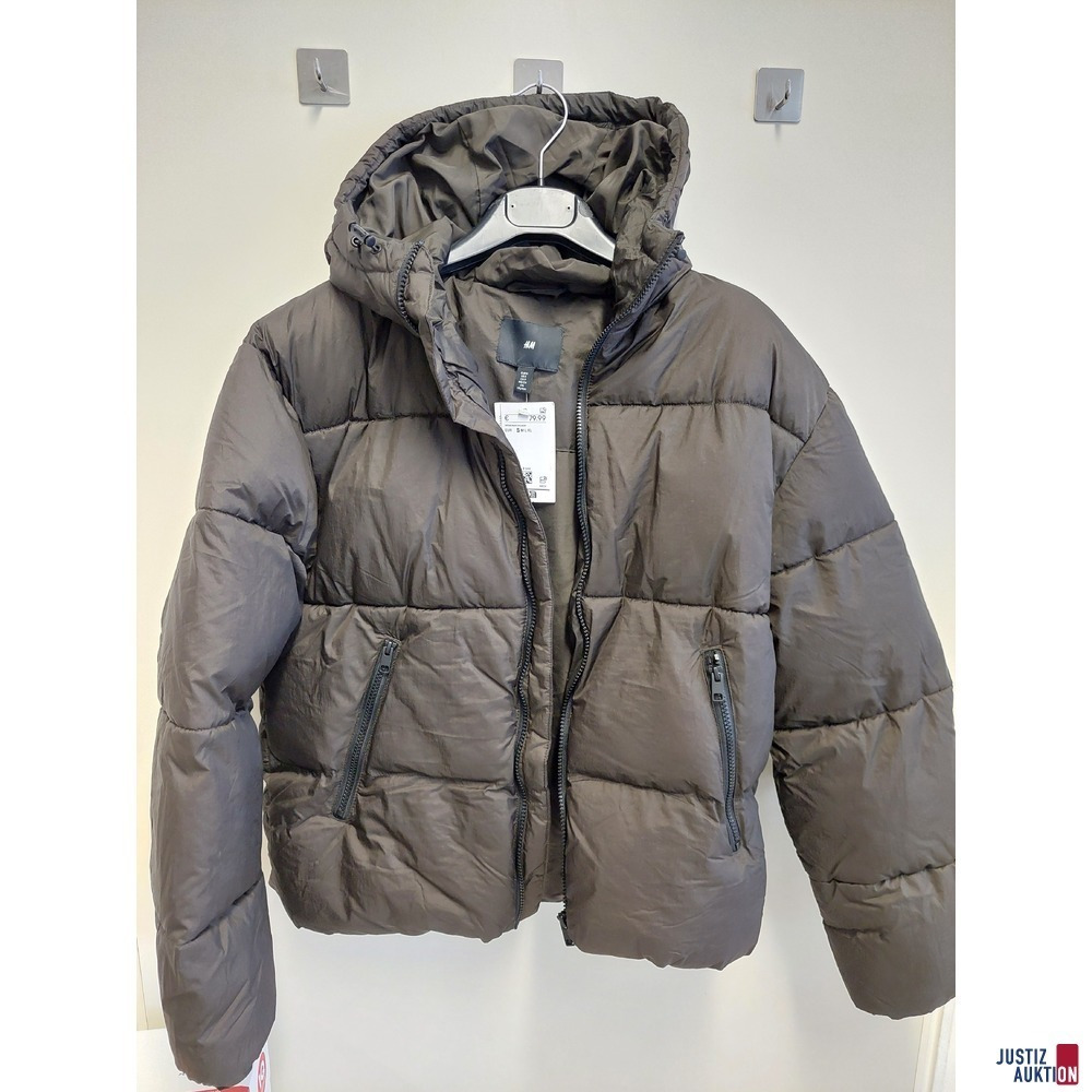 Herren-Pufferjacke in Loose Fit von H&amp&semi;M Gr&ouml;&szlig;e S dunkles Khakigr&uuml;n NEU