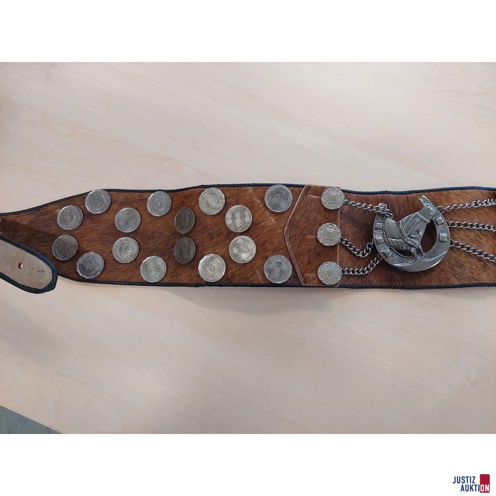 Argentinischer Gaucho-G&uuml;rtel Rindsleder mit Fell