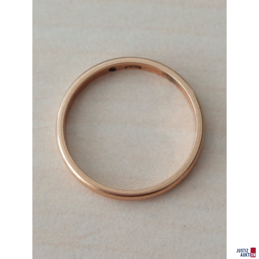 Ehering 585 Rosegold Amtspunze Bärenkopf 1922-1925 - 2,6 g getragen/Tragespuren