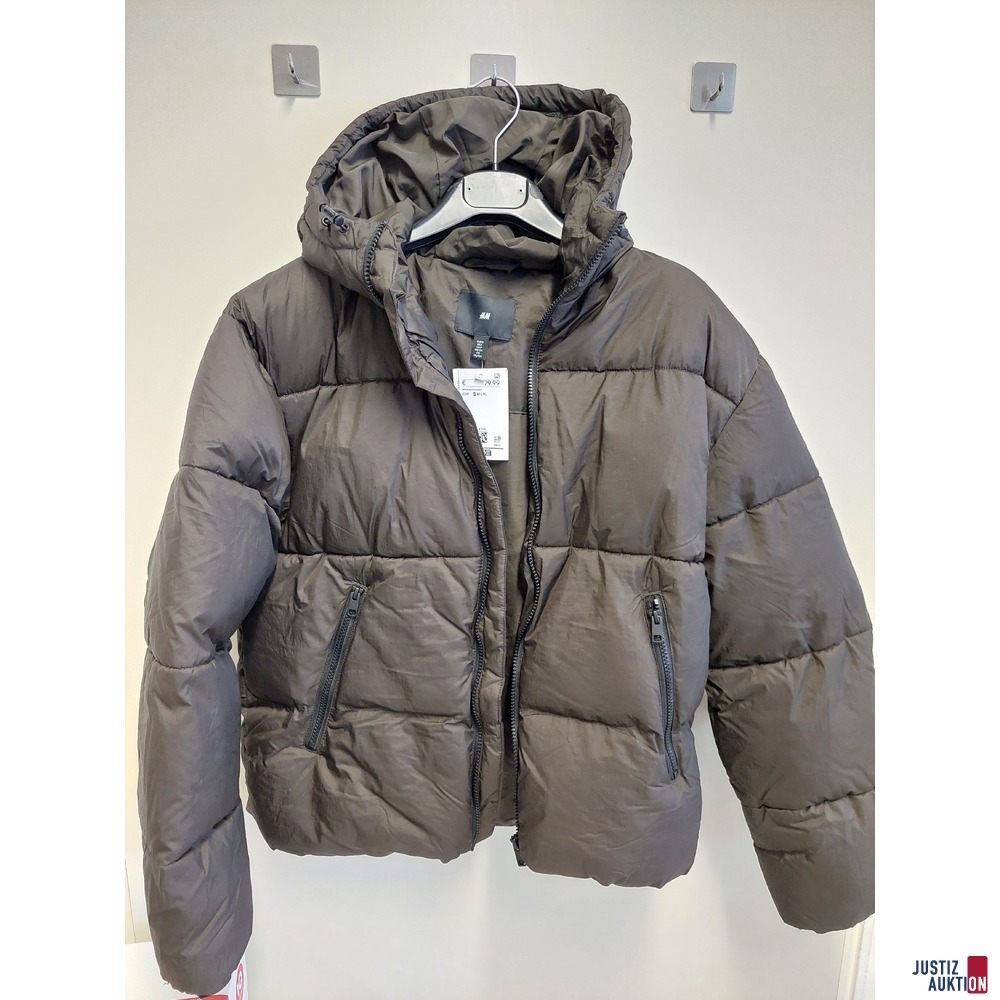 Herren-Pufferjacke in Loose Fit von H&amp&semi;M Gr&ouml;&szlig;e S dunkles Khakigr&uuml;n NEU