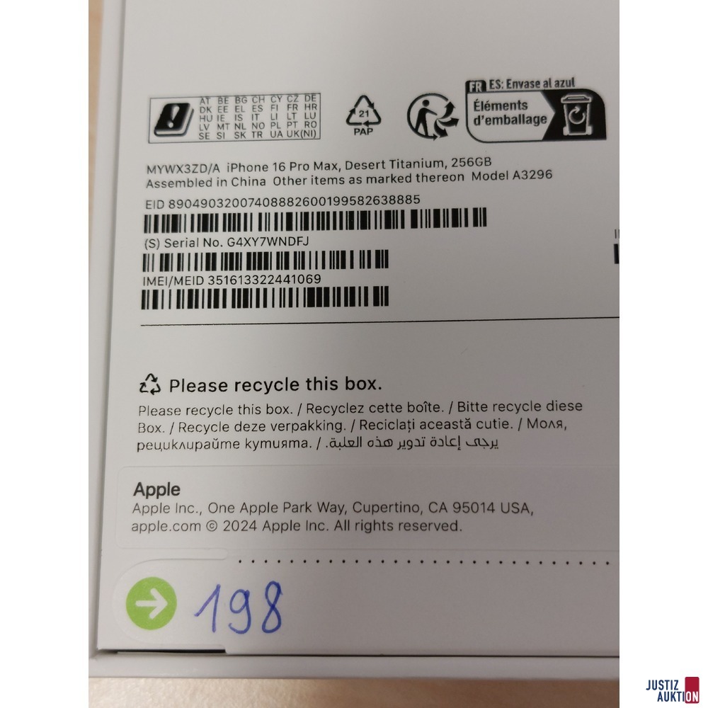 Handy der Marke Apple iPhone 16 Pro Max Desert Titanium&comma; 256GB