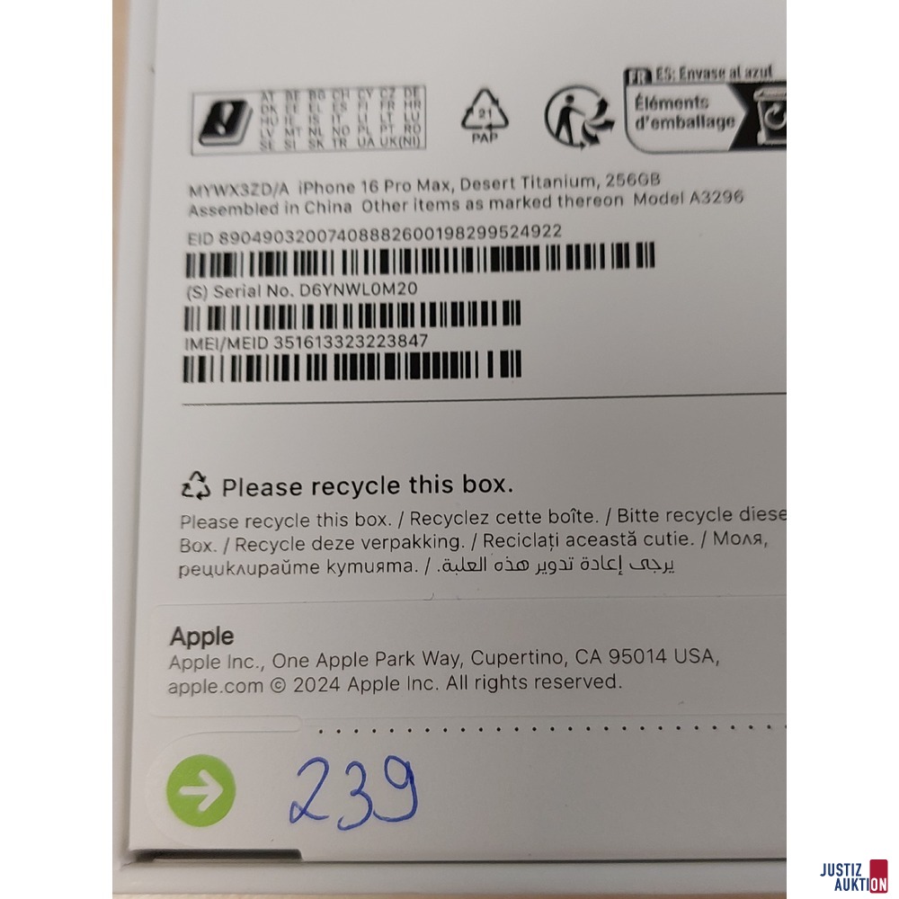 Handy der Marke Apple iPhone 16 Pro Max Desert Titanium&comma; 256GB