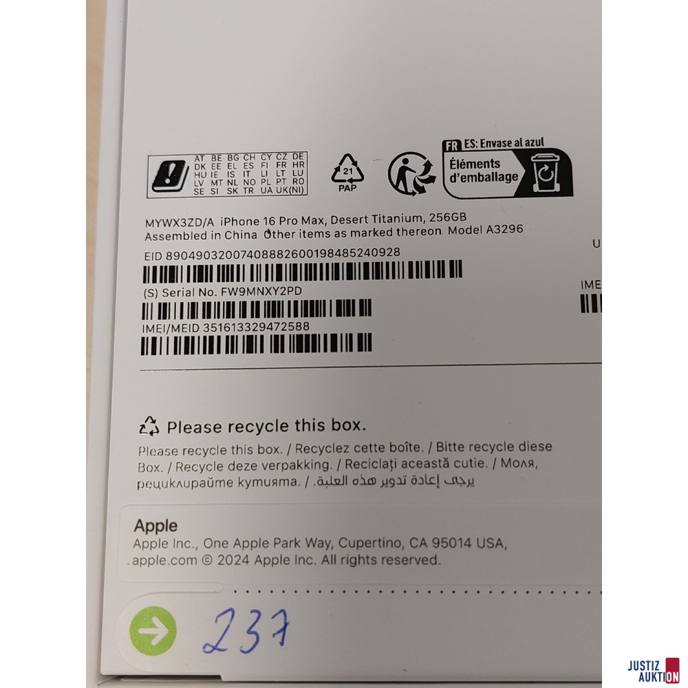 Handy der Marke Apple iPhone 16 Pro Max Desert Titanium&comma; 256GB