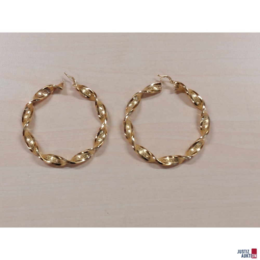 1 Paar Creolen 585 &permil; punziert Durchmesser 6 cm 11 g