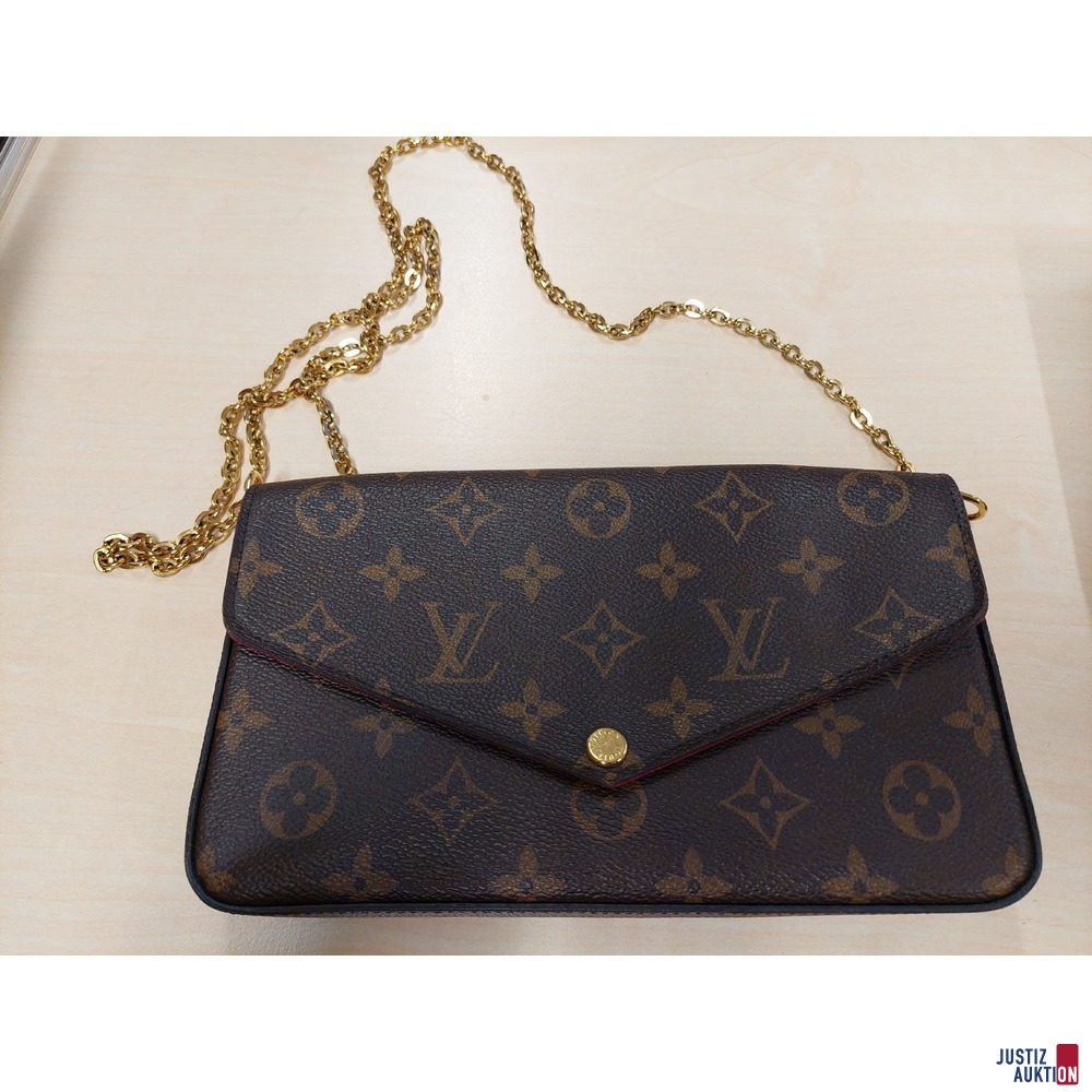 Schultertasche der Marke Louis Vuitton mit Metallkette Pochette Felicie CA4102 Material Monogram Canavas