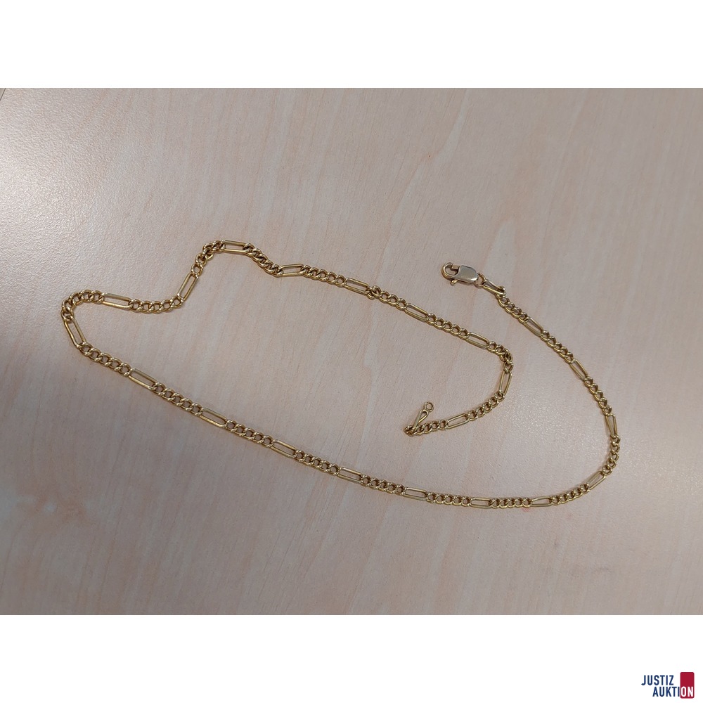 Figaropanzerkette hohl 585 ‰ Gelbgold punziert